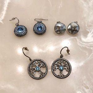 3 pairs of beautiful sterling silver earrings, all in very good condition.
